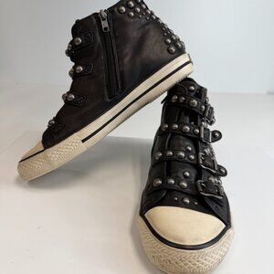Ash Shoe Women 10 Vito Leather Sneaker Stud Buckle Zip Punk Goth Street Party Go